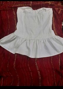 White Corset Top with Ruffle Hem