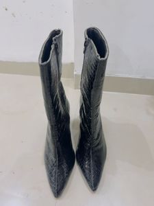 Zara Black Snake Print Boots