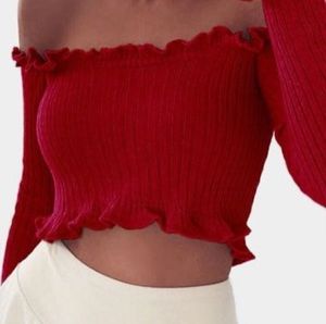 Red Ruffled Crop Top