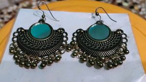 Vintage-Inspired Teal Accent Earrings