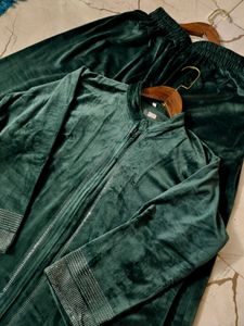 Green Velvet Kurta Set