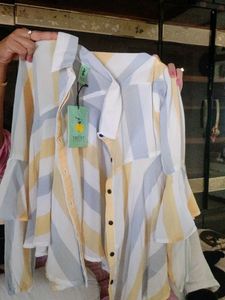 Striped Flared Sleeve Blouse