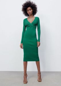 Marine Lorphelin Green Zara bodycon dress