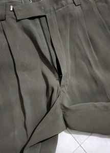 Olive Green Sequal Pleared Trousers
