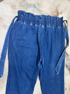 High Waisted Denim Paper Bag Jeans