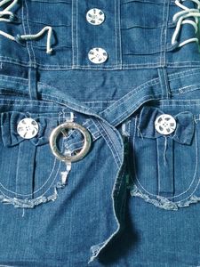 Denim Dungree Top Skirt Set