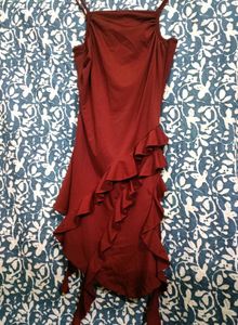 Spaghetti Strap Slower Applique High-Low Dress