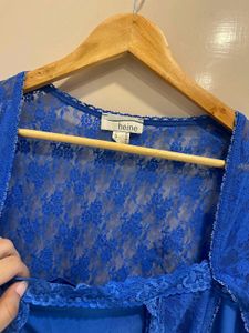 Blue Lace Corset Style Top