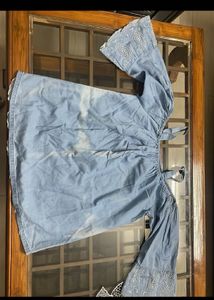 Blue Cold Shoulder Top