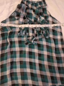 Halter Ruffled Plaid Beautiful Top