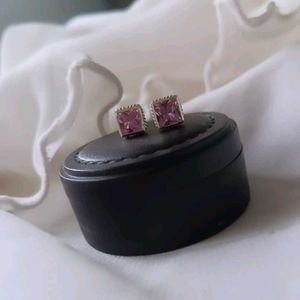 Pure Silver Sterling Pink AD stud