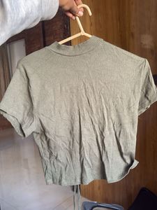 Olive Green Ribbed Crop Top