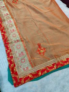Pot Pattern Border Double Colour Saree
