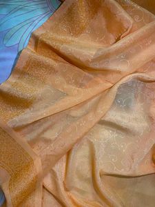 Peach Silk Shiny Saree