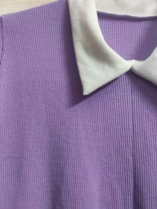 Fashionable Purple Collared Top