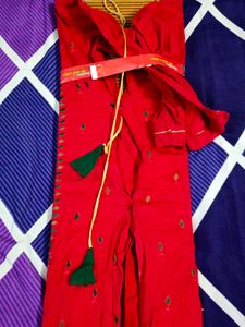 Readymade Red Printed Kurta Set
