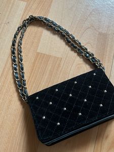 Accessorize Black Velvet Bag