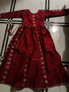 Red Anarkali with beautiful Dupatta