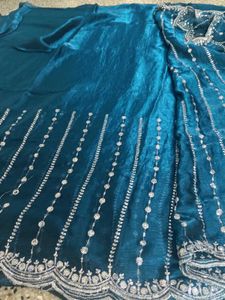 Blue space silk party wear saree