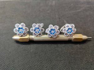 Blue AD Pure Silver Toe Ring