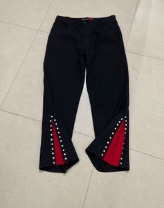Partywear Black &amp; Red Split Hem Pants