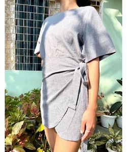 Gray Wrap Mini Dress