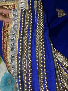 Blue &amp; Gold Embellished Sari 🥻