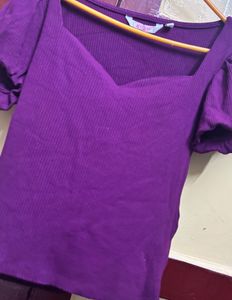 Purple Ribbed Top