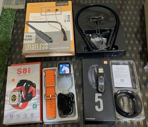 Realme Neckband,s8 Ultra Smartwatch, M5 Smartband