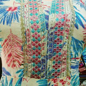 Printed Anarkali Rayon Kurti Set