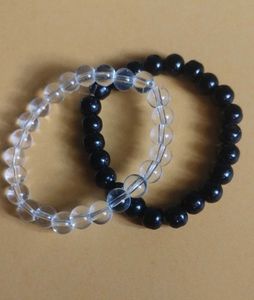 Clear & Black Beaded Bracelets