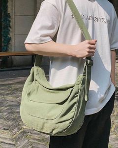 Olive Green Canvas Messenger Bag
