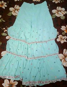 Aqua Embroidered Kurta And Sharara Set
