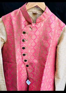 Manyavar three piece kurta pajama nehru jacket set