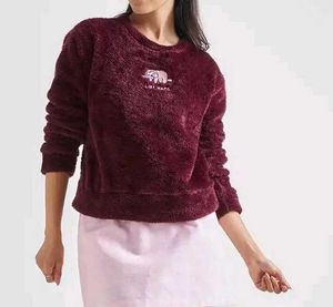 NEGOTIABLE : Burgundy Sloth Fuzzy Sweatshirt