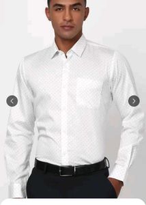 White Shirt With Black Geomatric Pattern Prints