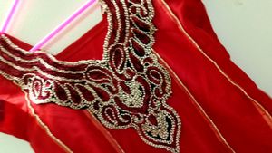 ♥️New Red A-line Embroidered Patch Kurti With Pant
