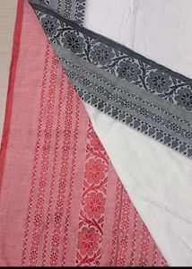 Begumpuri Khadi Cotton Red Black Saree