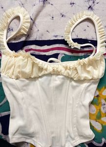 Beige Tie Back Corset Top