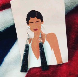 Black Marble Drop Earrings