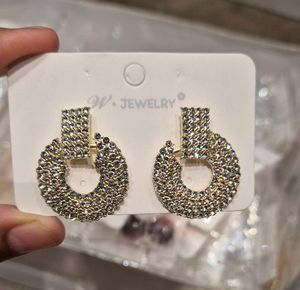 Rhinestones Round Earrings
