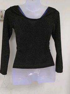 Sparkly Black Long Sleeve Top