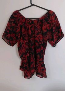 Red &amp; Black Floral Blouse
