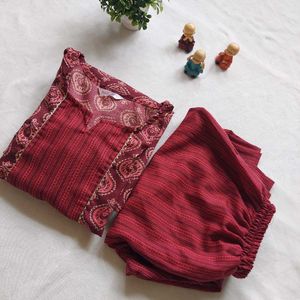 Maroon Kurta Set