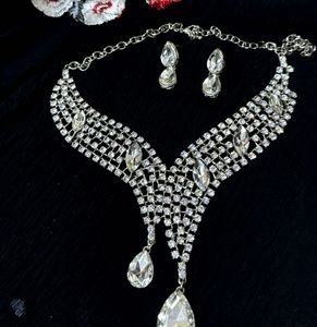 Rhinestone Necklace & Earring Set