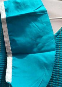 White and Blue Cotton kurti with Embroidered Motif