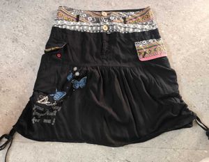 Patchwork detail Ruched skirt