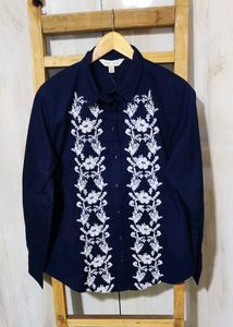 Elegant Embroidered Cotton Shirt size-40