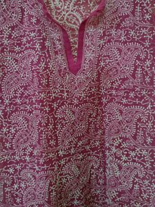 Lucknow Chikankari Pink Short Top