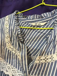 Crochet lace Detailed Casual Blouson Shirt